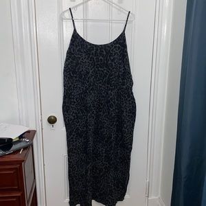 Waist-Defined Leopard-Print Slub-Knit Cami Midi